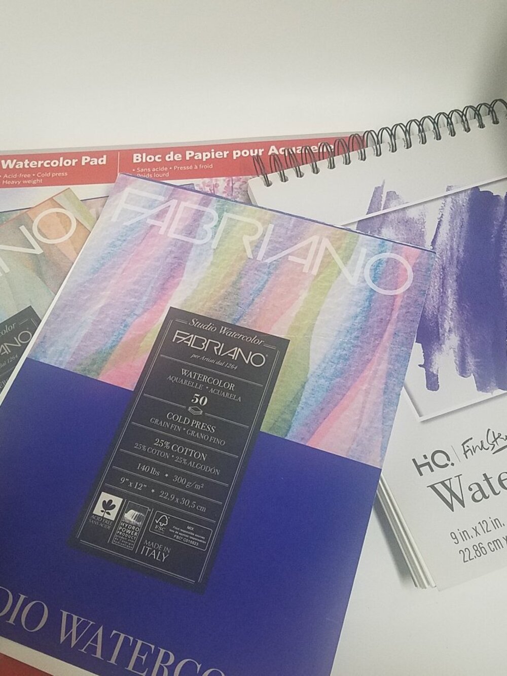 5 Watercolor Paper Bundle Fabriano Studio Artist Loft Cold Press Hot Press pads